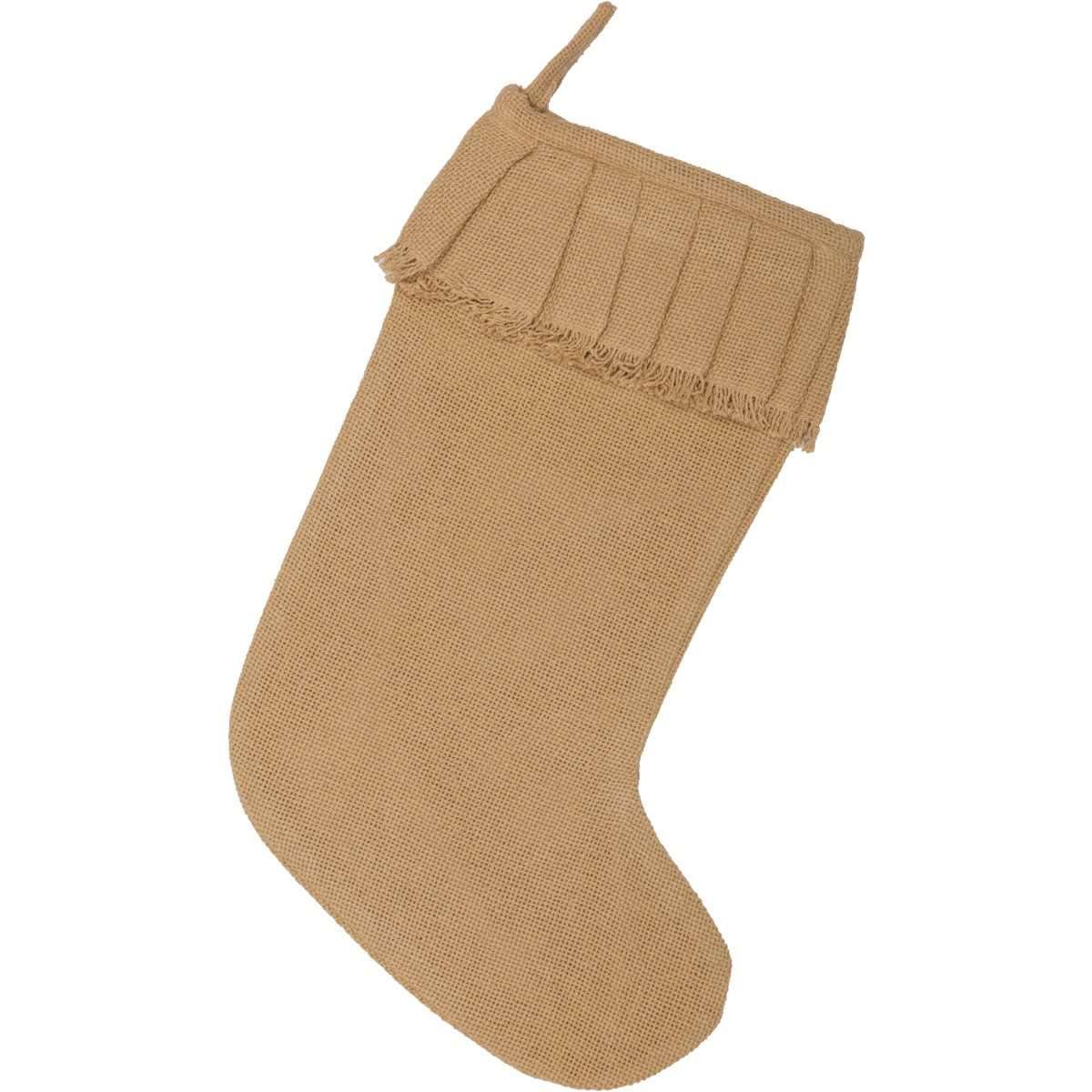 Festive Natural Burlap Ruffled Stocking 11x15 VHC Brands - The Fox Decor