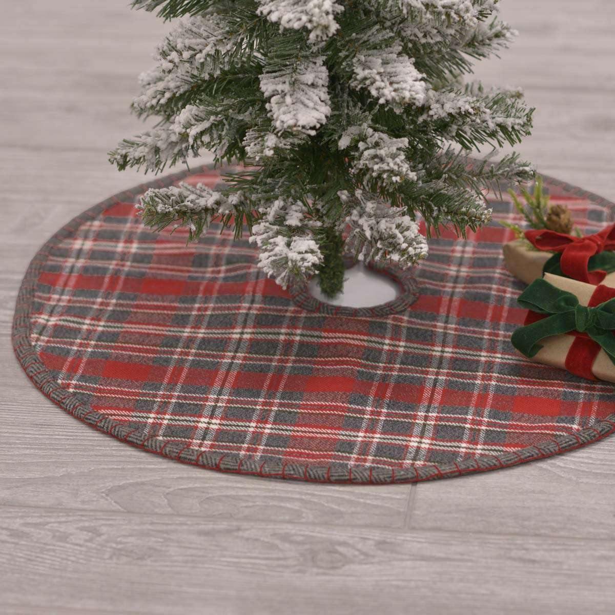 Anderson Plaid Mini Christmas Tree Skirt 21 VHC Brands - The Fox Decor