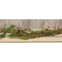 Evergreen Pine w/Red Pips Garland - The Fox Decor