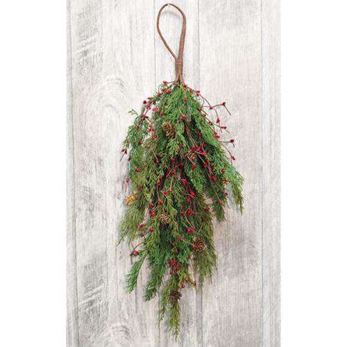 Evergreen Pine w/Red Pips Teardrop Christmas CWI+ 