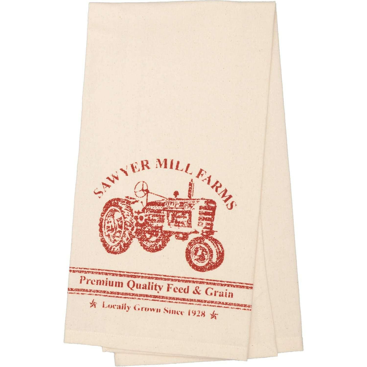 Sawyer Mill Red Tractor Muslin Unbleached Natural Tea Towel 19x28 VHC Brands - The Fox Decor