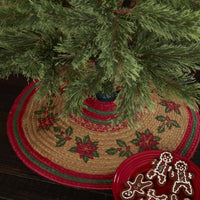Poinsettia Jute Mini Christmas Tree Skirt 21 VHC Brands - The Fox Decor