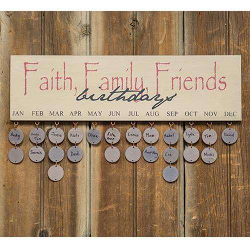 Faith Family Friends Birthday Calendar - Burgundy Calendars CWI+ 