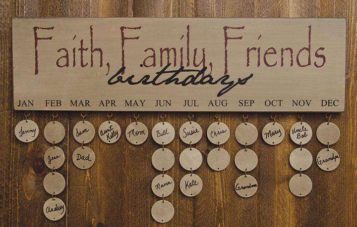 Faith Family Friends Birthday Calendar - Burgundy Calendars CWI+ 