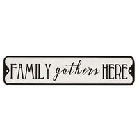 Thumbnail for Family Gathers Here Metal Street Sign - The Fox Decor