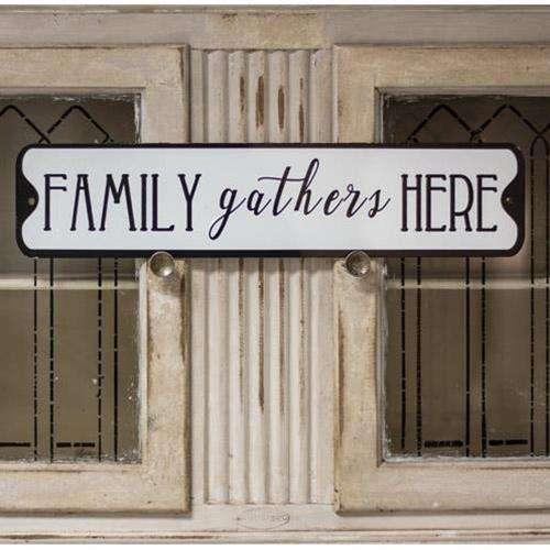 Family Gathers Here Metal Street Sign - The Fox Decor