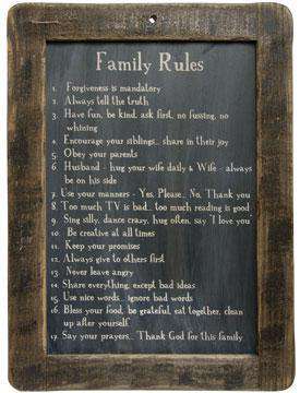 Family Rules Blackboard Pictures & Signs CWI+ 