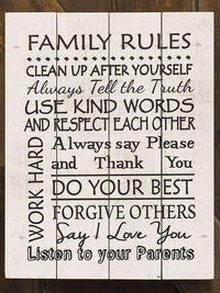 Thumbnail for Family Rules Pallet Art Family & Friends Signs CWI+ 
