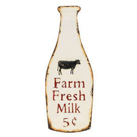 Thumbnail for Farm Fresh Milk Metal Bottle Sign, 24
