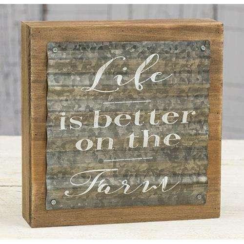 Farm Life is Better Box Sign Farmhouse Decor CWI+ 