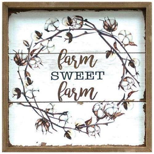 Farm Sweet Farm Cotton Sign Farmhouse Decor CWI+ 