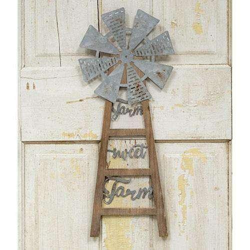 Farm Sweet Farm Windmill Wall Hanger Farmhouse Signs CWI+ 