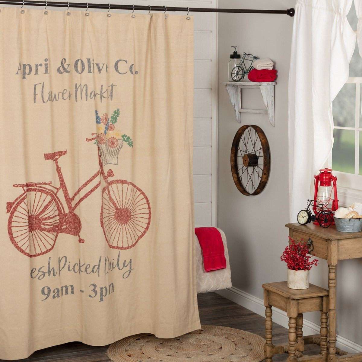 Farmer's Market Flower Market Shower Curtain 72"x72" curtain VHC Brands 