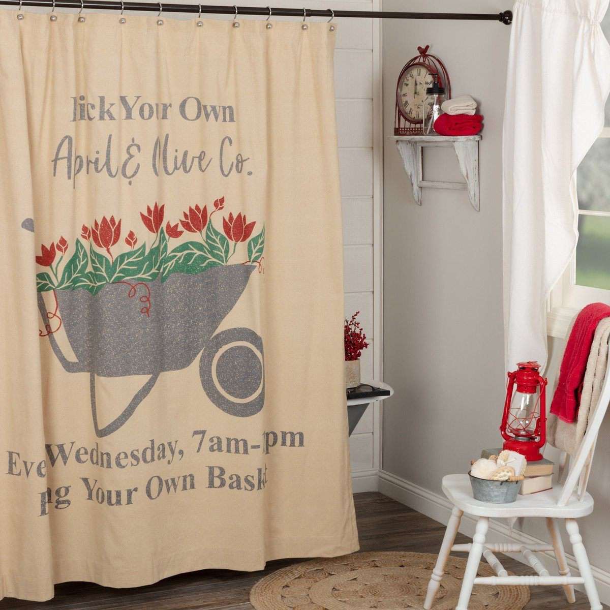Farmer's Market Wheelbarrow Shower Curtain 72"x72" - The Fox Decor