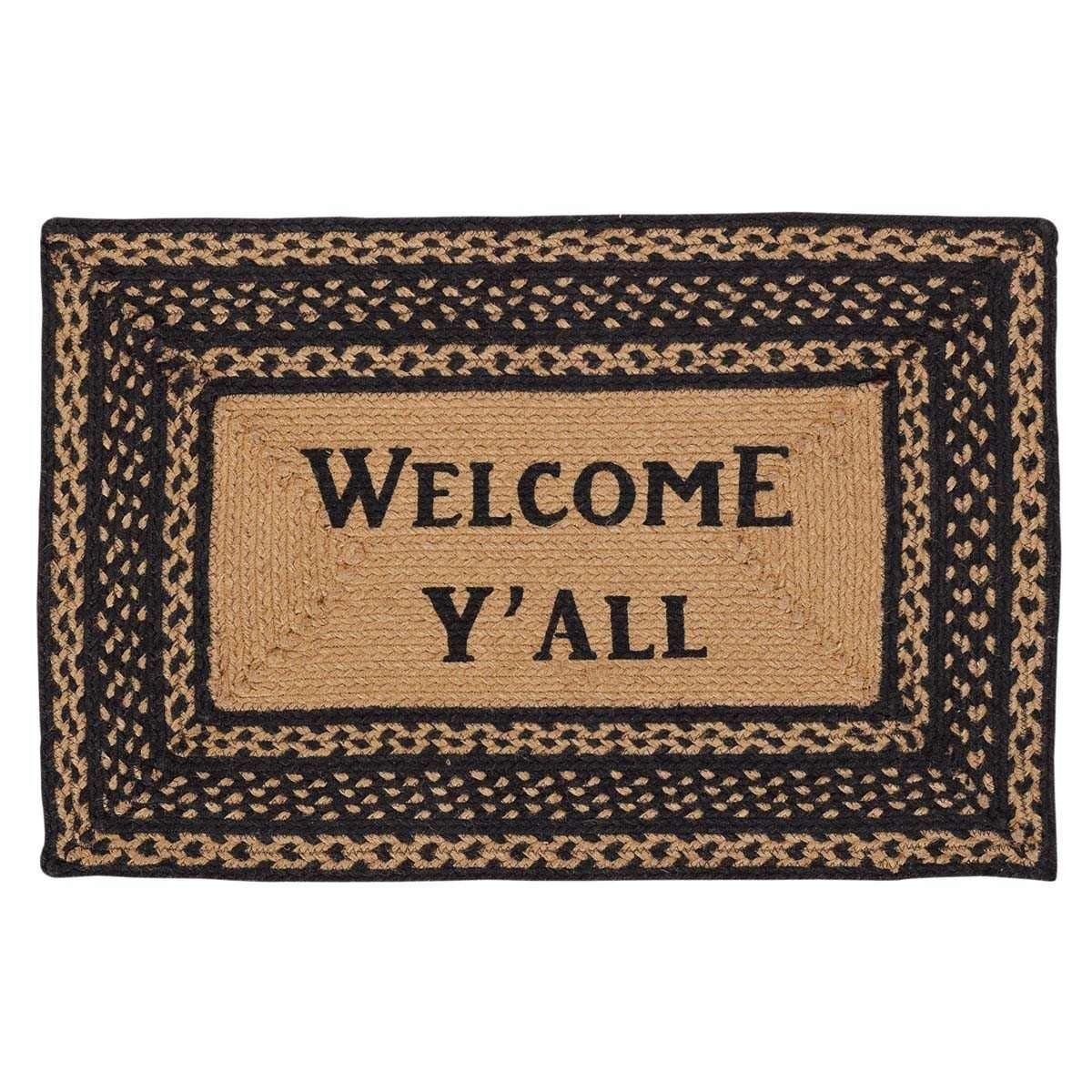 Farmhouse Braided Jute Rug Oval/Rect Stencil Welcome Y'all VHC Brands rugs VHC Brands 20x30 inch Rect 