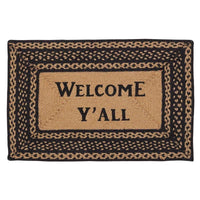 Thumbnail for Farmhouse Braided Jute Rug Oval/Rect Stencil Welcome Y'all VHC Brands rugs VHC Brands 20x30 inch Rect 