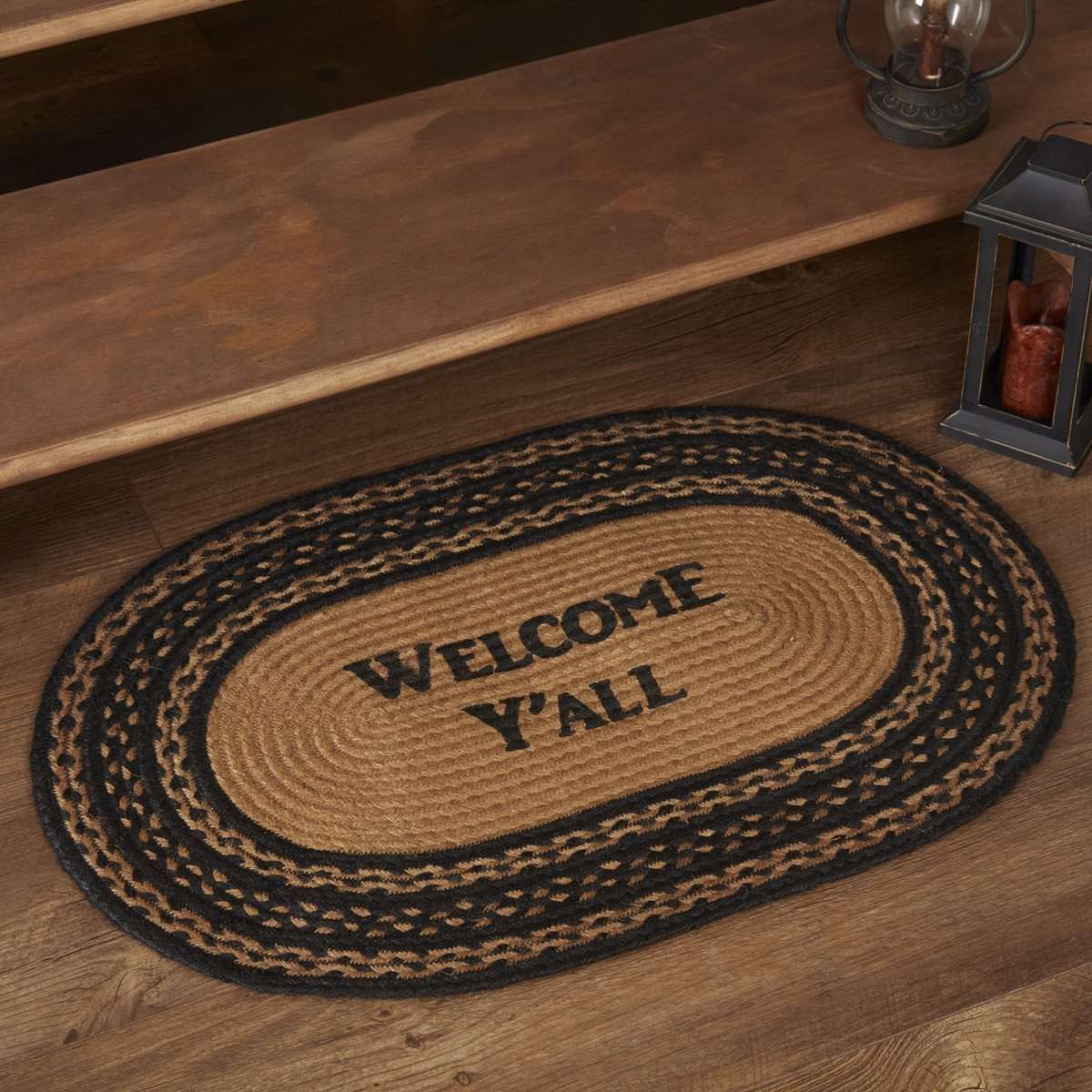 Farmhouse Braided Jute Rug Oval/Rect Stencil Welcome Y'all VHC Brands rugs VHC Brands 