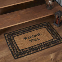 Thumbnail for Farmhouse Braided Jute Rug Oval/Rect Stencil Welcome Y'all VHC Brands rugs VHC Brands 