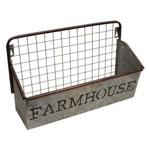 Farmhouse Galvanized Wall Basket Baskets CWI+ 