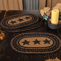 Thumbnail for Farmhouse Jute Braided Placemats Stencil Stars Set of 6 table mats VHC Brands 