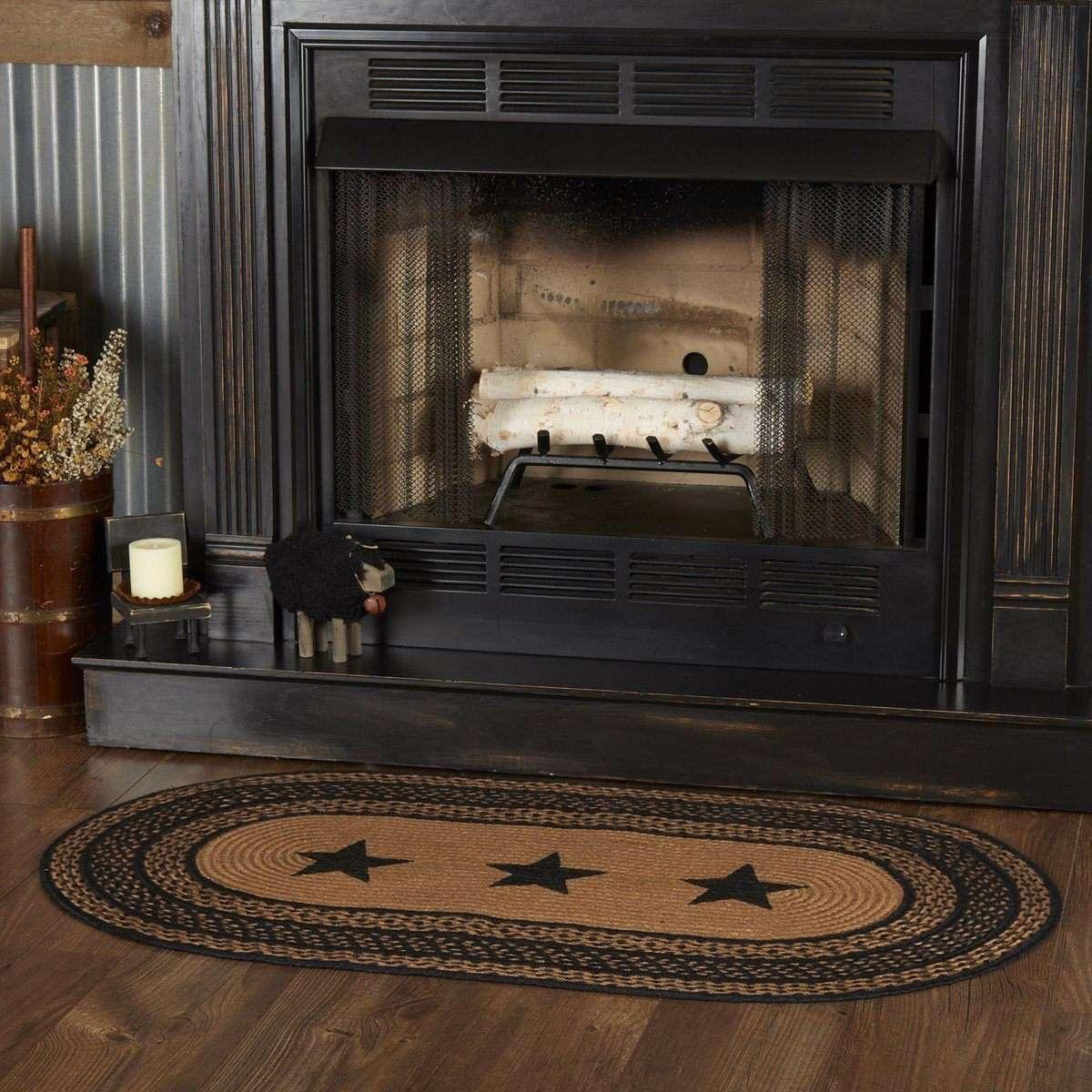 Farmhouse Jute Braided Rugs Oval Stencil Stars VHC Brands - The Fox Decor
