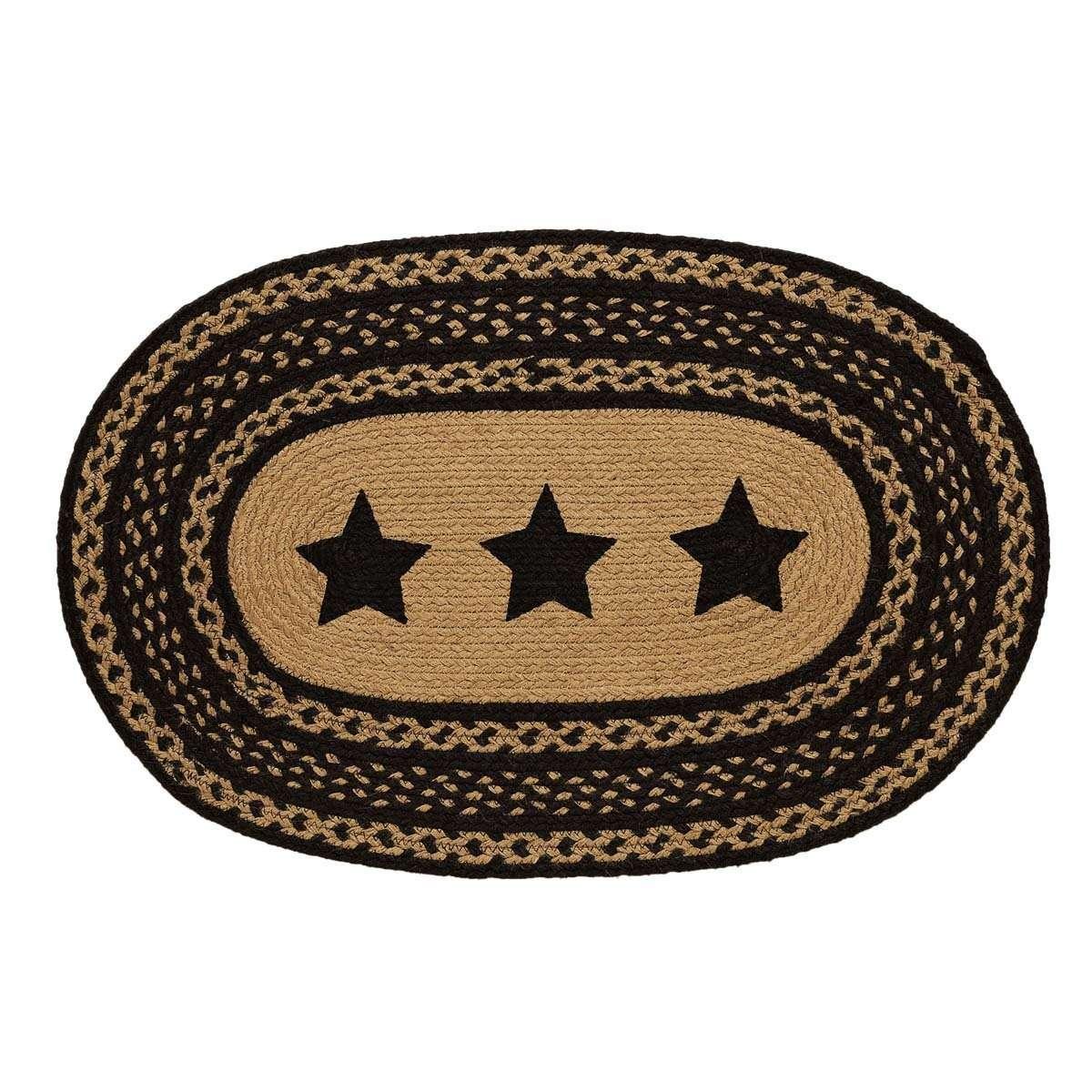 Farmhouse Jute Braided Rugs Oval Stencil Stars VHC Brands - The Fox Decor
