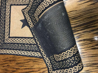 Thumbnail for Farmhouse Jute Braided Rugs Rectangular Stencil Stars Country Black, Dark Tan Rugs VHC Brands 