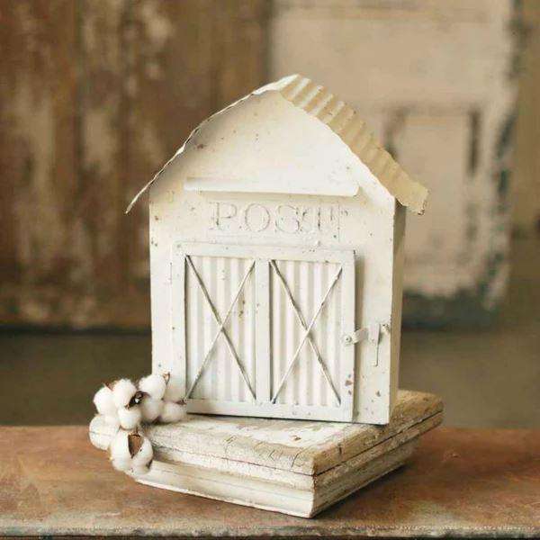 Farmhouse White Barn Post Box Mail and Post Boxes CWI+ 