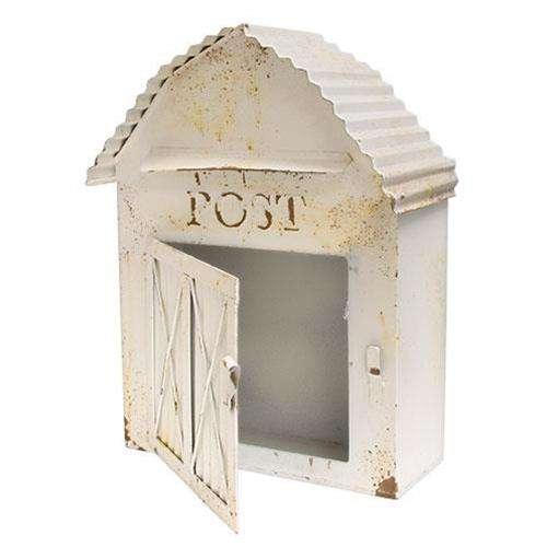 Farmhouse White Barn Post Box Mail and Post Boxes CWI+ 