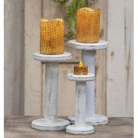 Farmhouse White Spool Candleholder, 10.75