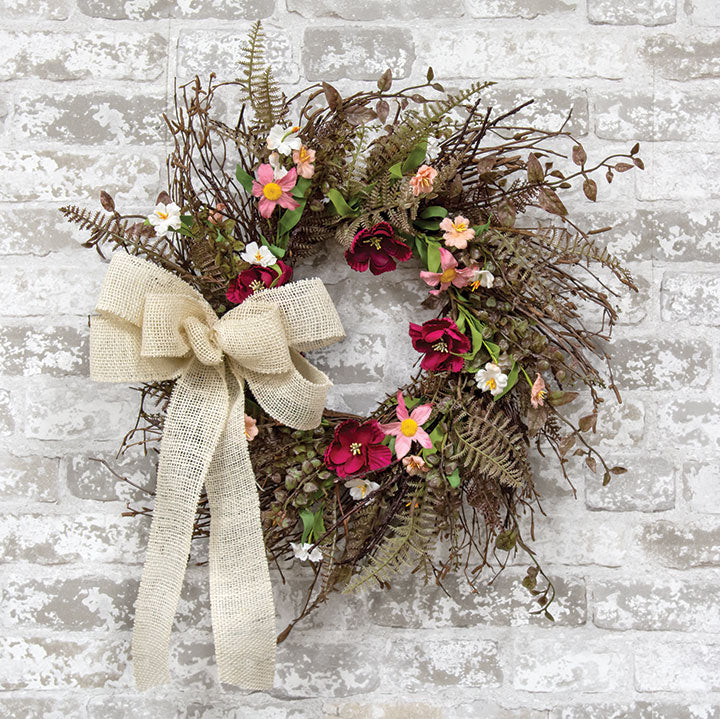 Pink Gardenia Wreath, 24"