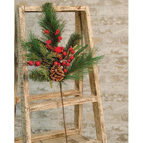 Woodland Cardinal Pine Spray, 24" - The Fox Decor