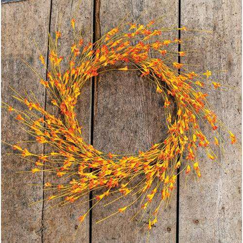 Wispy Orange Buds Flower Wreath, 22" - The Fox Decor