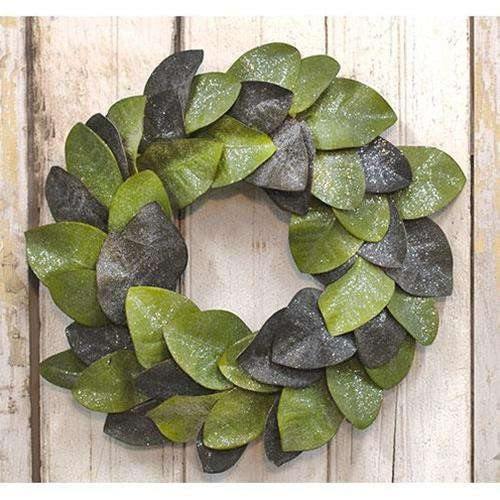 Vintage Glitter Magnolia Leaves Wreath, 22"