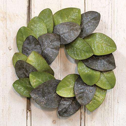 Vintage Glitter Magnolia Leaves Wreath, 16" - The Fox Decor