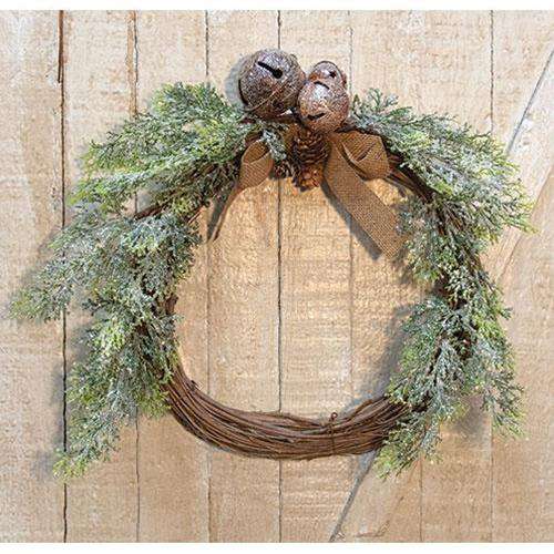 Vintage Country Cedar and Bell Wreath, 17" - The Fox Decor