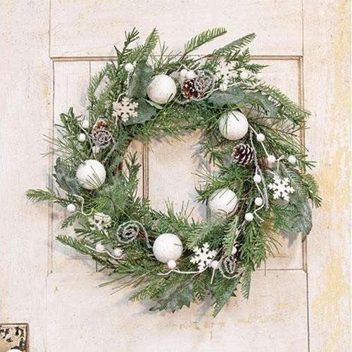 White Christmas Wreath, 24" - The Fox Decor