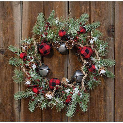Buffalo Gingham Country Holiday Wreath, 17" - The Fox Decor