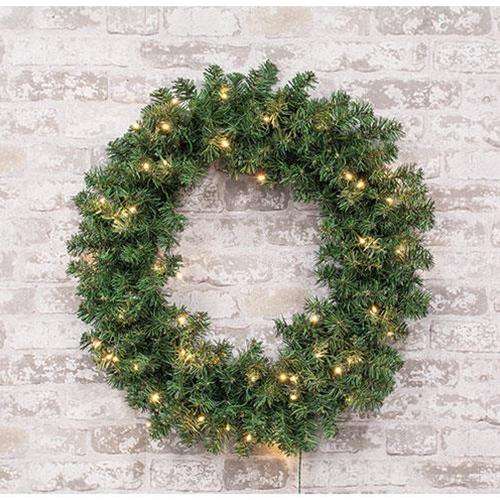 Pre-Lit Noble Fir Wreath, 50ct, 24" - The Fox Decor