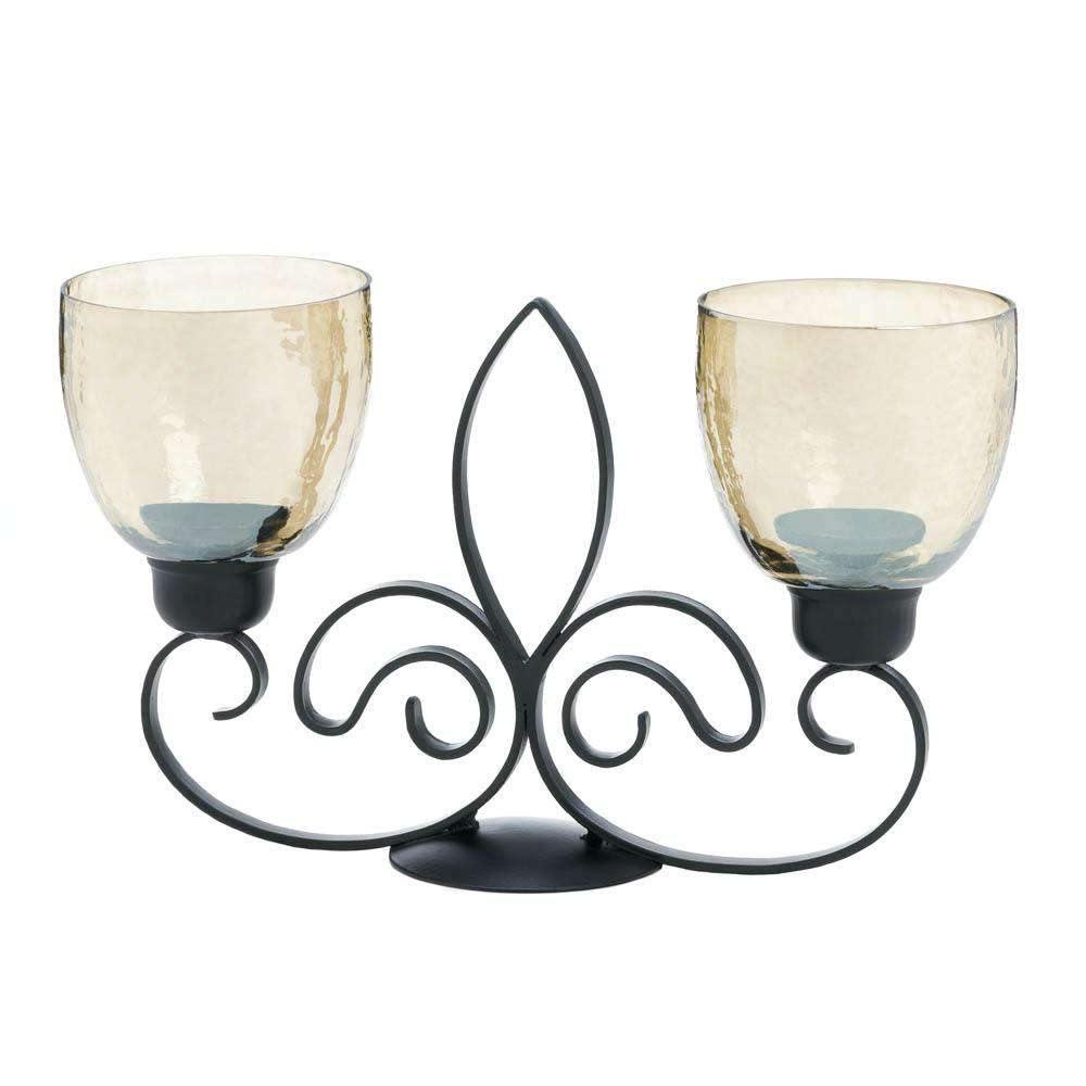 Fleur De Lis Dual Candle Holder - The Fox Decor