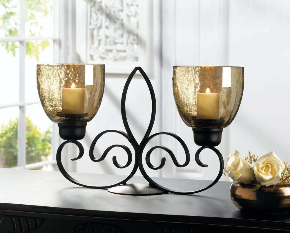 Fleur De Lis Dual Candle Holder - The Fox Decor