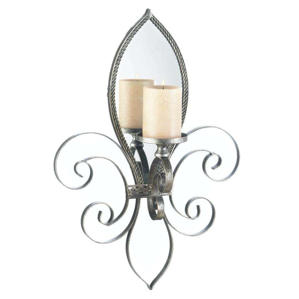 Fleur-De-Lis Mirrored Wall Sconce - The Fox Decor