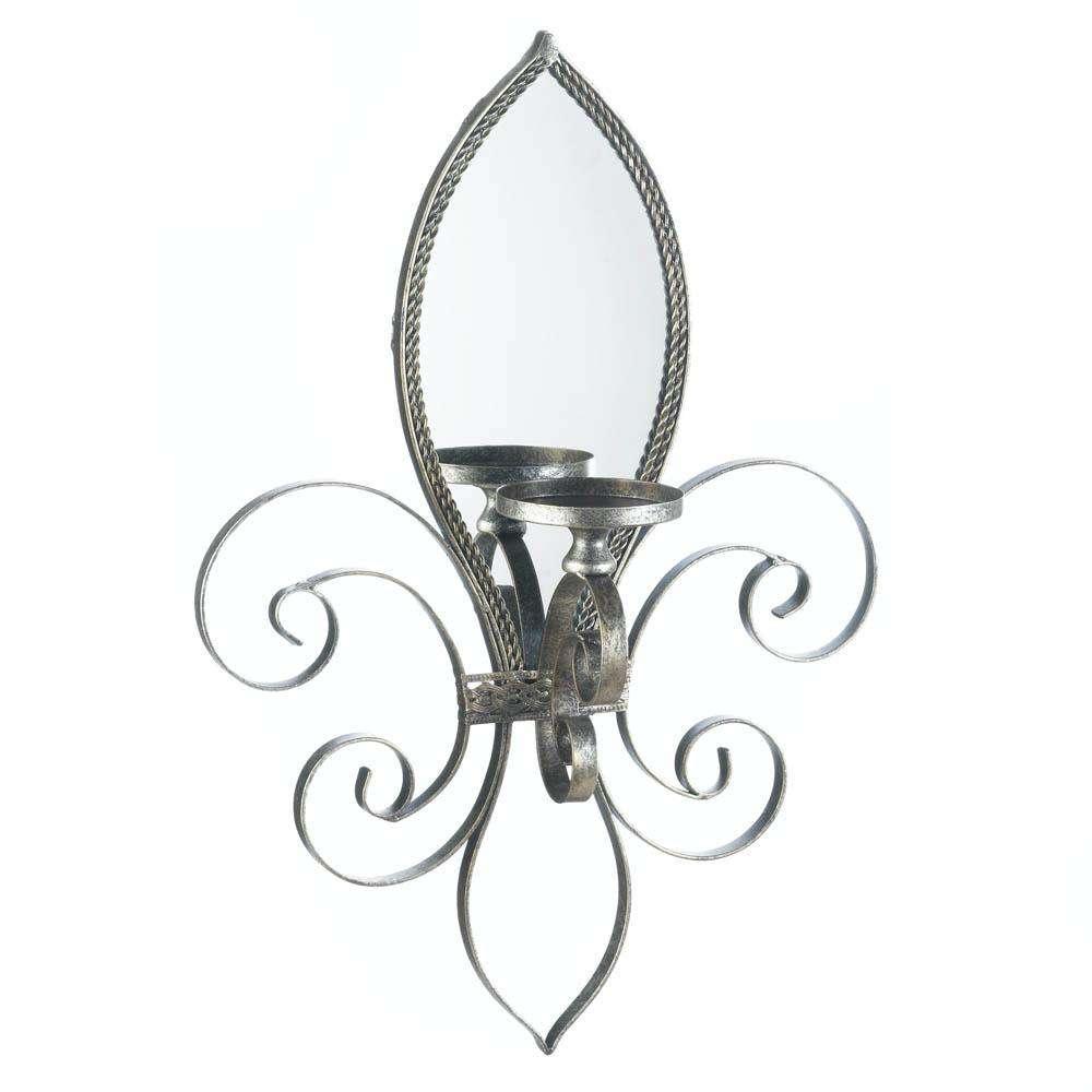 Fleur-De-Lis Mirrored Wall Sconce - The Fox Decor