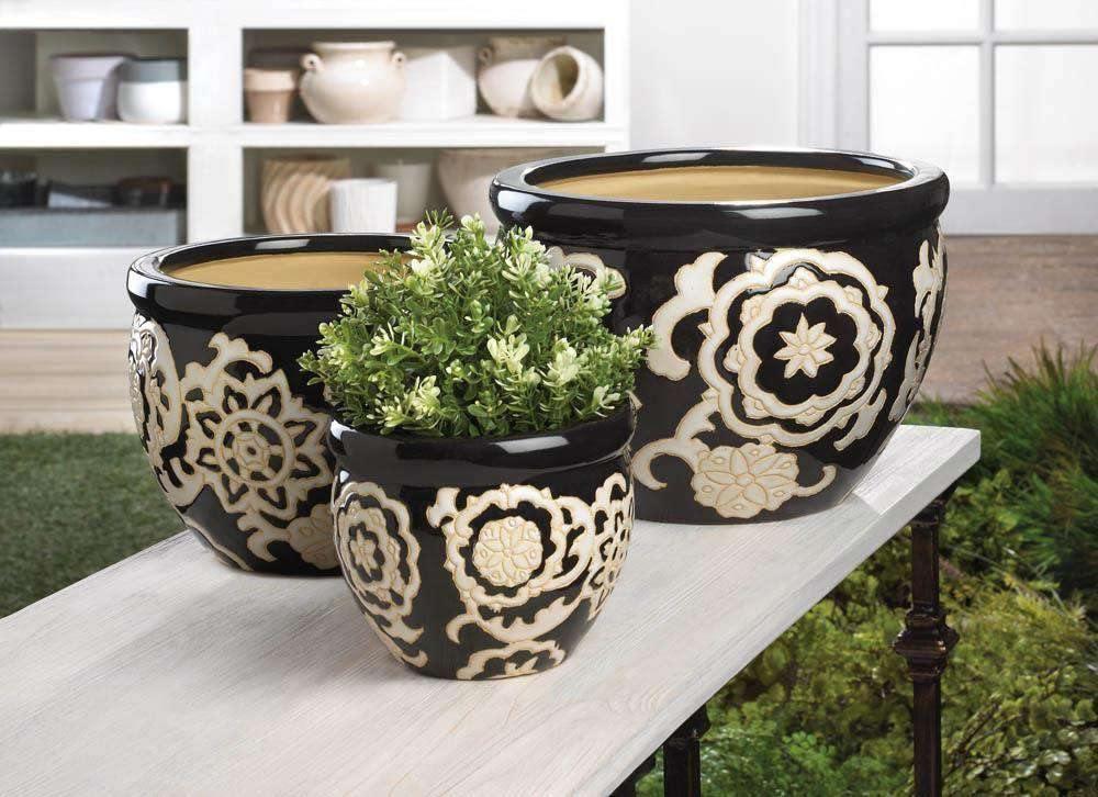 Floral Nights Ceramic Planter Set - The Fox Decor