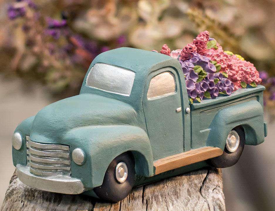 Flowers 4 Sale Blue Resin Truck - The Fox Decor