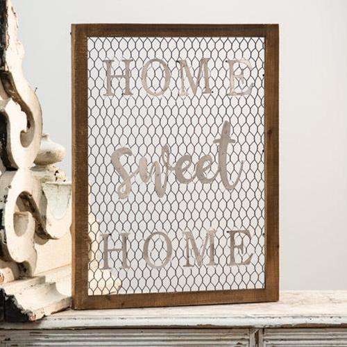 Framed Chicken Wire Wall Art - Home Sweet Home Farmhouse Decor CWI+ 