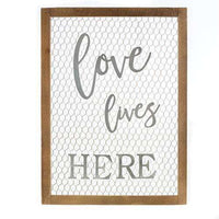 Thumbnail for Framed Chicken Wire Wall Art - Love Lives Here Farmhouse Decor CWI+ 
