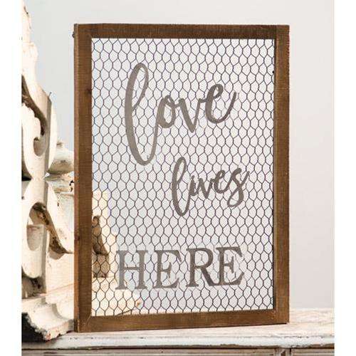 Framed Chicken Wire Wall Art - Love Lives Here Farmhouse Decor CWI+ 