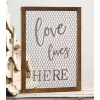 Thumbnail for Framed Chicken Wire Wall Art - Love Lives Here Farmhouse Decor CWI+ 
