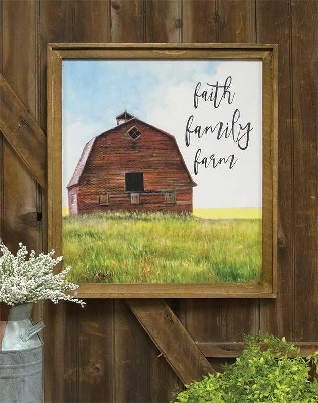 Framed Faith, Family, Farm Barn Picture - The Fox Decor